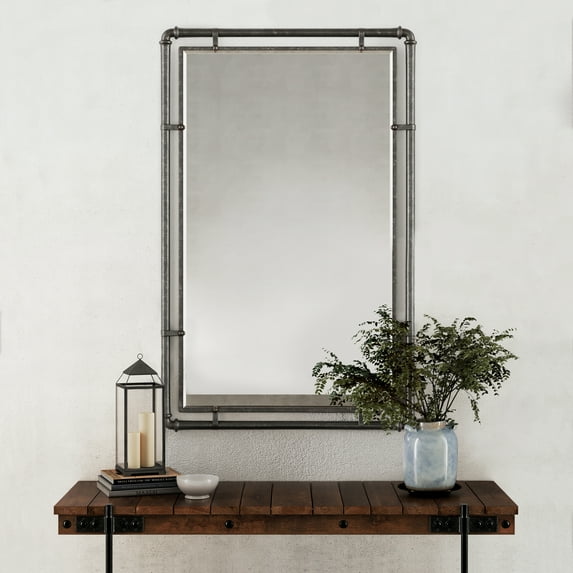 Morse Industrial Metal Wall Mirror - 38" Gray