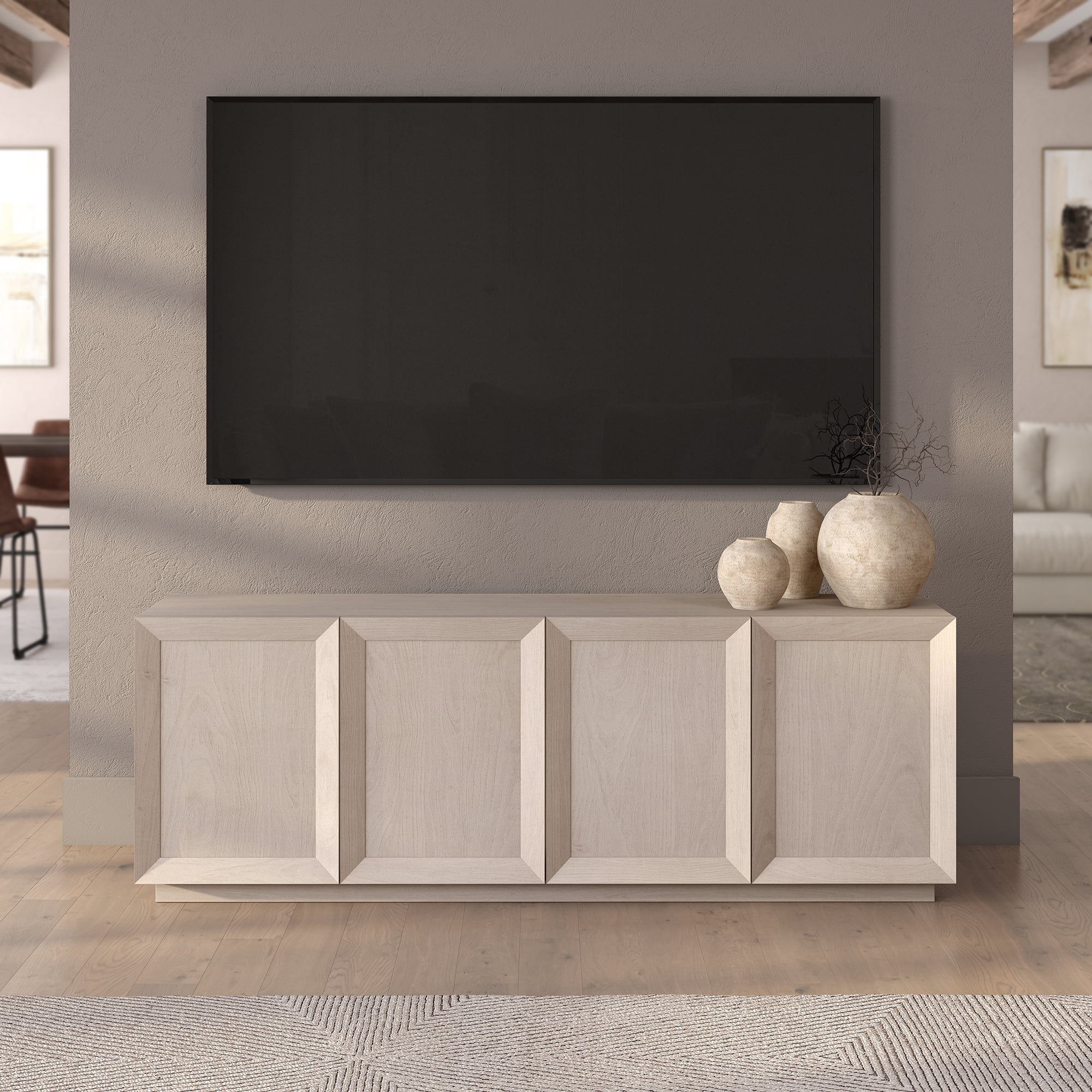 Morse Rectangular TV Stand for TV's up to 75" in Alder White