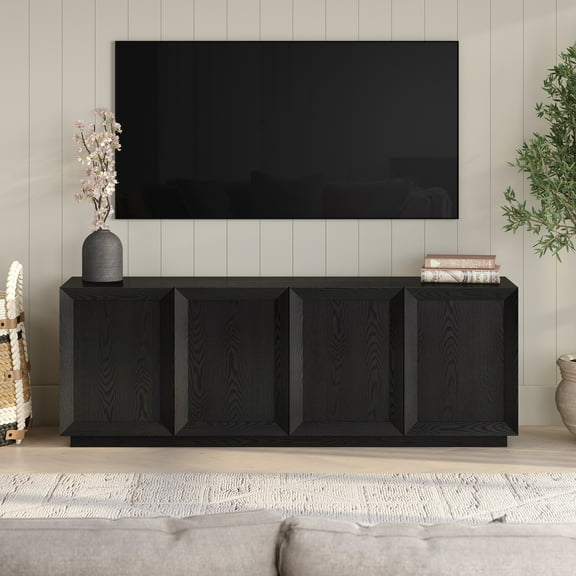 Morse Rectangular TV Stand for TV's up to 75" in Black Grain