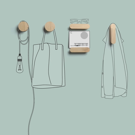 Morse Series Wood Wall Hooks, Bag Hanger, Wall Hanger Dot Hook for Entryways, Bedrooms, and Offices