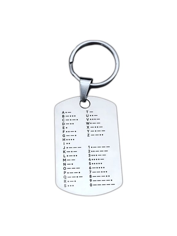 Morses Code Keychains Elegant Stainless Steel Plate For Key Or Necklace