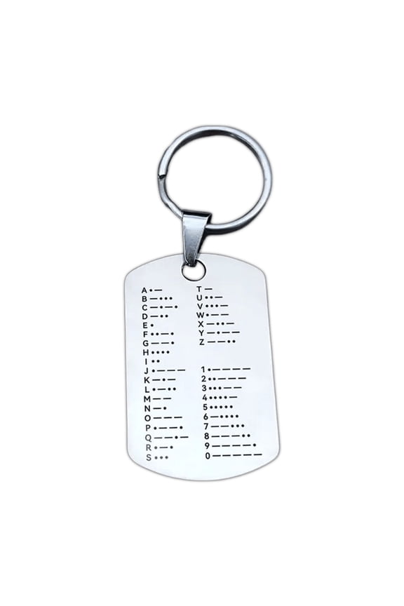 Morses Code Keychains Elegant Stainless Steel Plate For Key Or Necklace