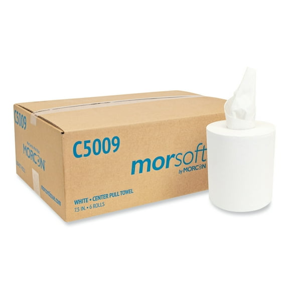 Morsoft Center-Pull Roll Towels, 2-Ply, 6.9" Dia., 500 Sheets/Roll, 6 Rolls/Carton | Bundle of 5 Cartons