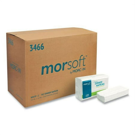 Morsoft Dinner Napkins, 2-Ply, 14.5 x 16.5, White, 3,000/Carton