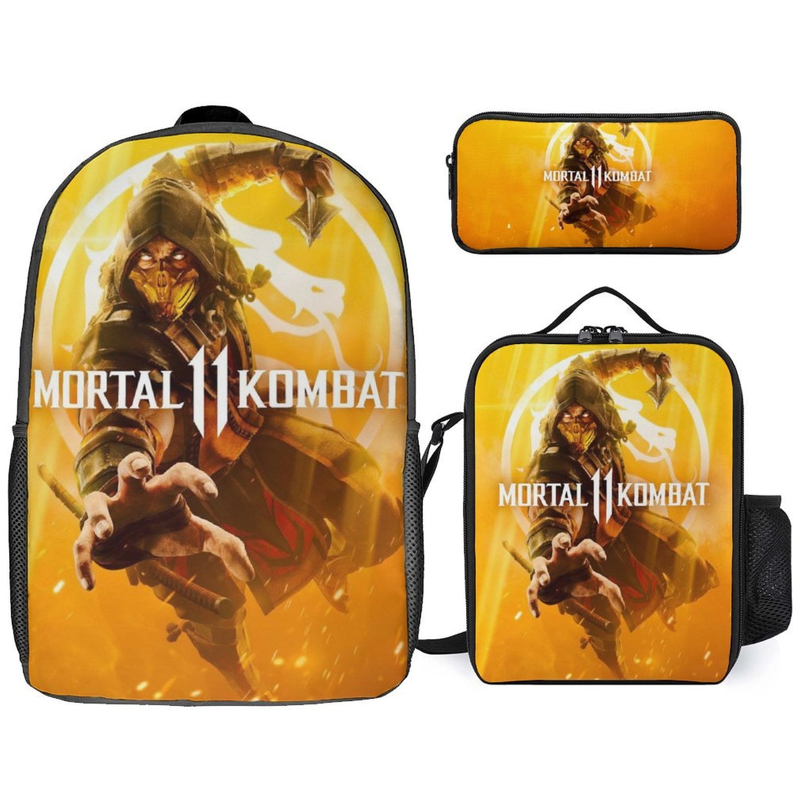 Mortal Kombat 11 Backpack With Lunch Bag Pencil Case Set Schoolbag ...