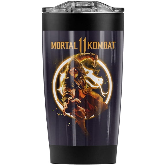 Mortal Kombat 11/Scorpion Flames Stainless Steel Tumbler 20 oz Coffee Travel Mug/Cup, Vacuum Insulated & Double Wall with Leakproof Sliding Lid | Great for Hot Drinks and Cold Beverages