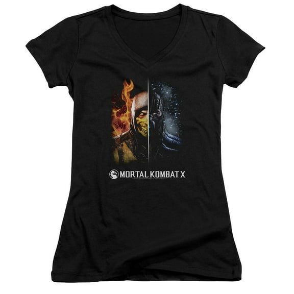 Mortal Kombat Fire And Ice-Junior Women's T-Shirt V-Neck T-Shirt Black