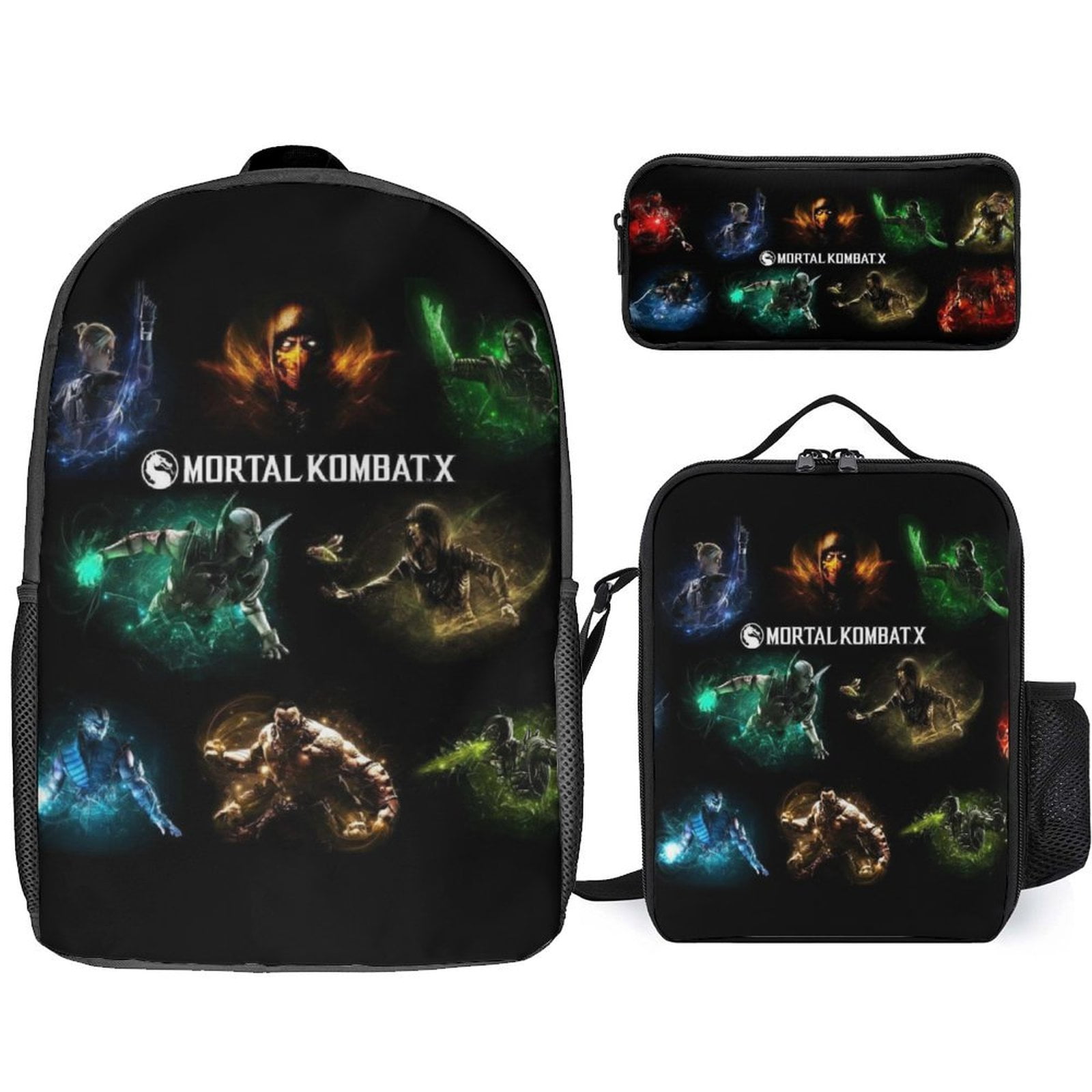 Mortal Kombat Game Backpack With Lunch Bag Pencil Case Set Schoolbag ...