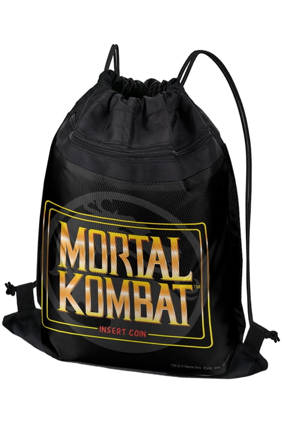 Mortal Kombat Insert Coin Drawstring Backpack Sports Bag Sackpack 17" x 13", Perfect for Gym, Yoga or Practice