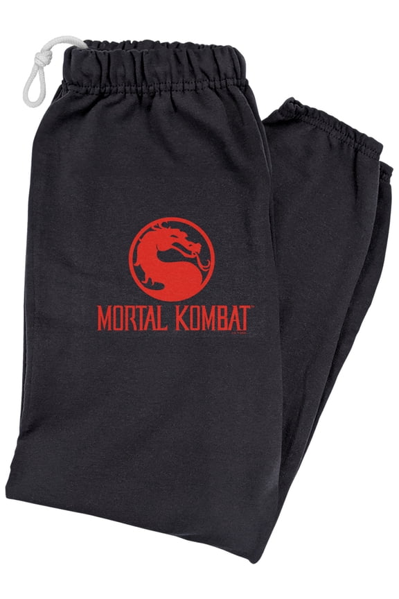Mortal Kombat Klassic Dragon Logo Unisex Jogger Sweatpants for Men and Women, Black, Large