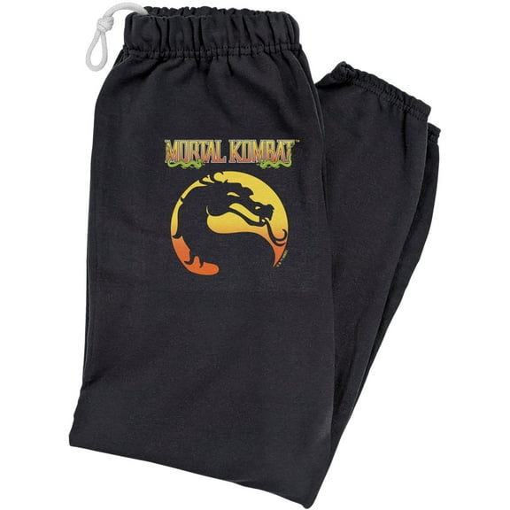 Mortal Kombat Klassic Logo Unisex Jogger Sweatpants for Men and Women, Black, 2X-Large