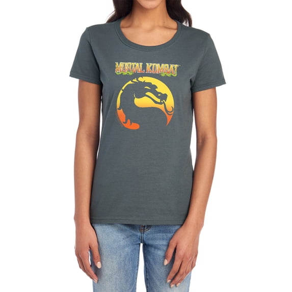 Mortal Kombat Klassic Logo Women's T Shirt, Charcoal, Large