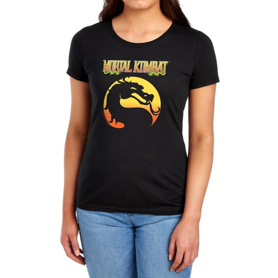 Mortal Kombat Klassic Logo Women's T Shirt (Medium) Black