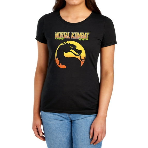 Mortal Kombat Klassic Logo Women's T Shirt (X-Large) Black