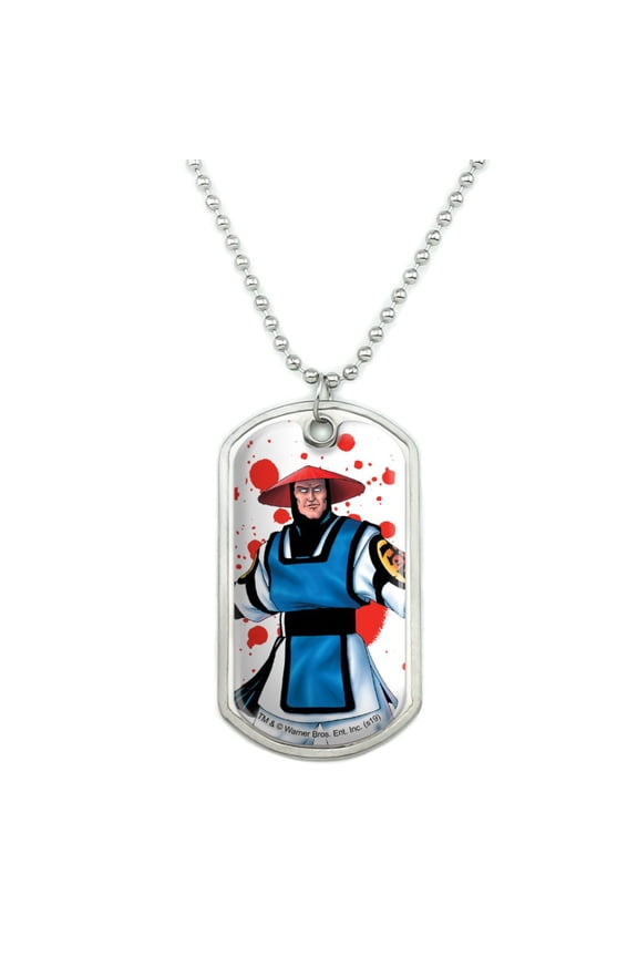 Mortal Kombat Klassic Raiden Character Military Dog Tag Pendant Necklace with Chain