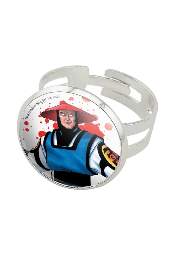 Mortal Kombat Klassic Raiden Character Silver Plated Adjustable Novelty Ring