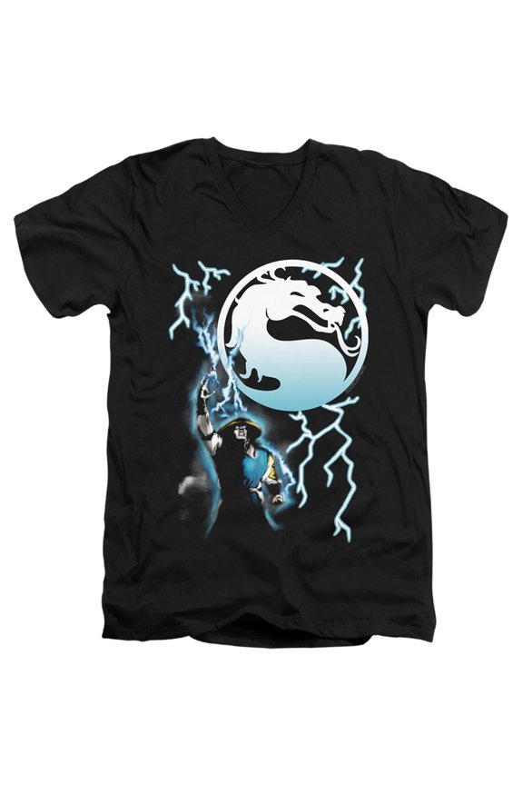 Mortal Kombat Klassic - Raiden - Slim Fit V Neck Shirt - Large