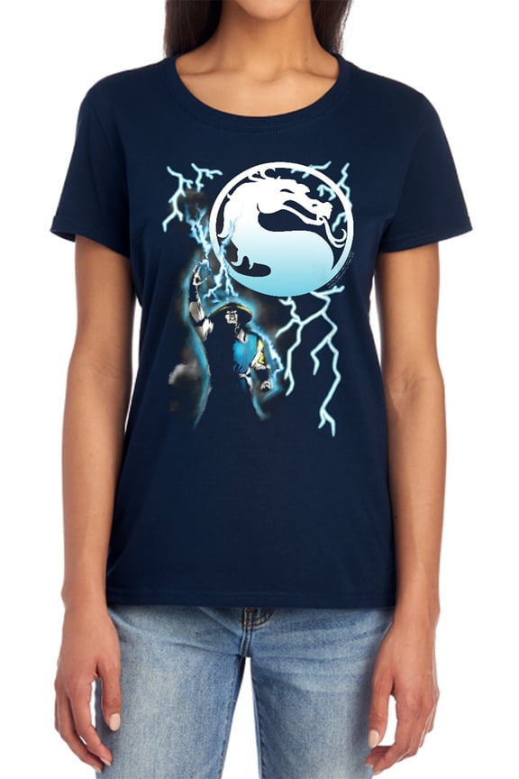 Mortal Kombat Klassic Raiden Women's T Shirt, Navy, Large
