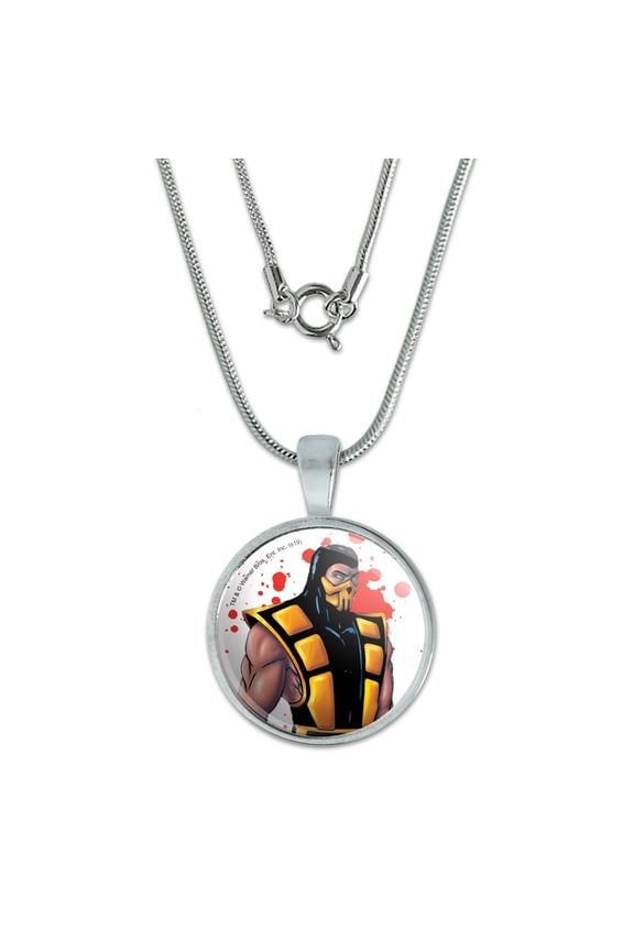 Mortal Kombat Klassic Scorpion Character 0.75" Pendant with Sterling Silver Plated Chain