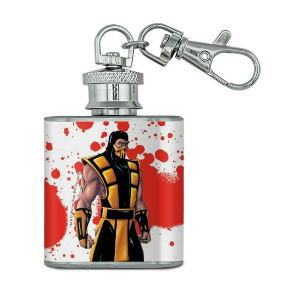 Mortal Kombat Klassic Scorpion Character Stainless Steel 1oz Mini Flask Key Chain