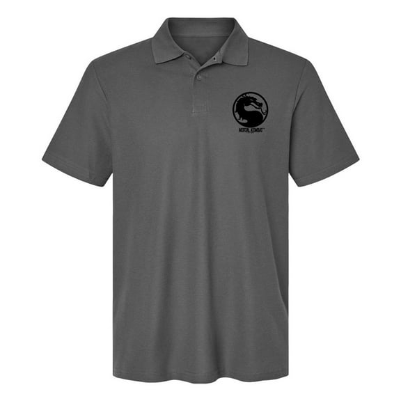Mortal Kombat Klassic Symbol Cotton Polo Shirt, Charcoal, Small