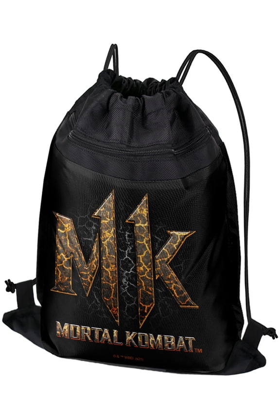 Mortal Kombat Lava Logo Drawstring Backpack Sports Bag Sackpack 17" x 13", Perfect for Gym, Yoga or Practice