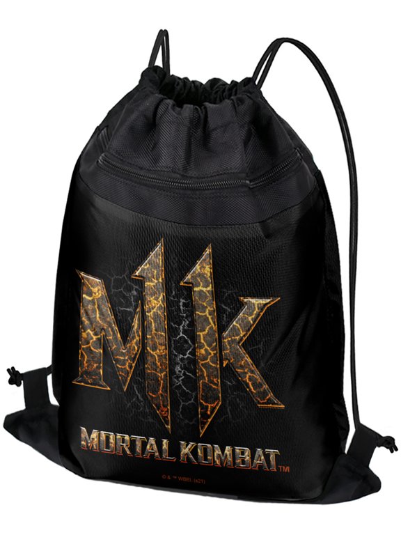 Mortal Kombat Lava Logo Drawstring Backpack Sports Bag Sackpack 17" x 13", Perfect for Gym, Yoga or Practice
