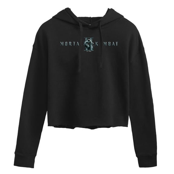 Mortal Kombat - MK II Logo - Juniors Cropped Fleece Hoodie Sweatshirt