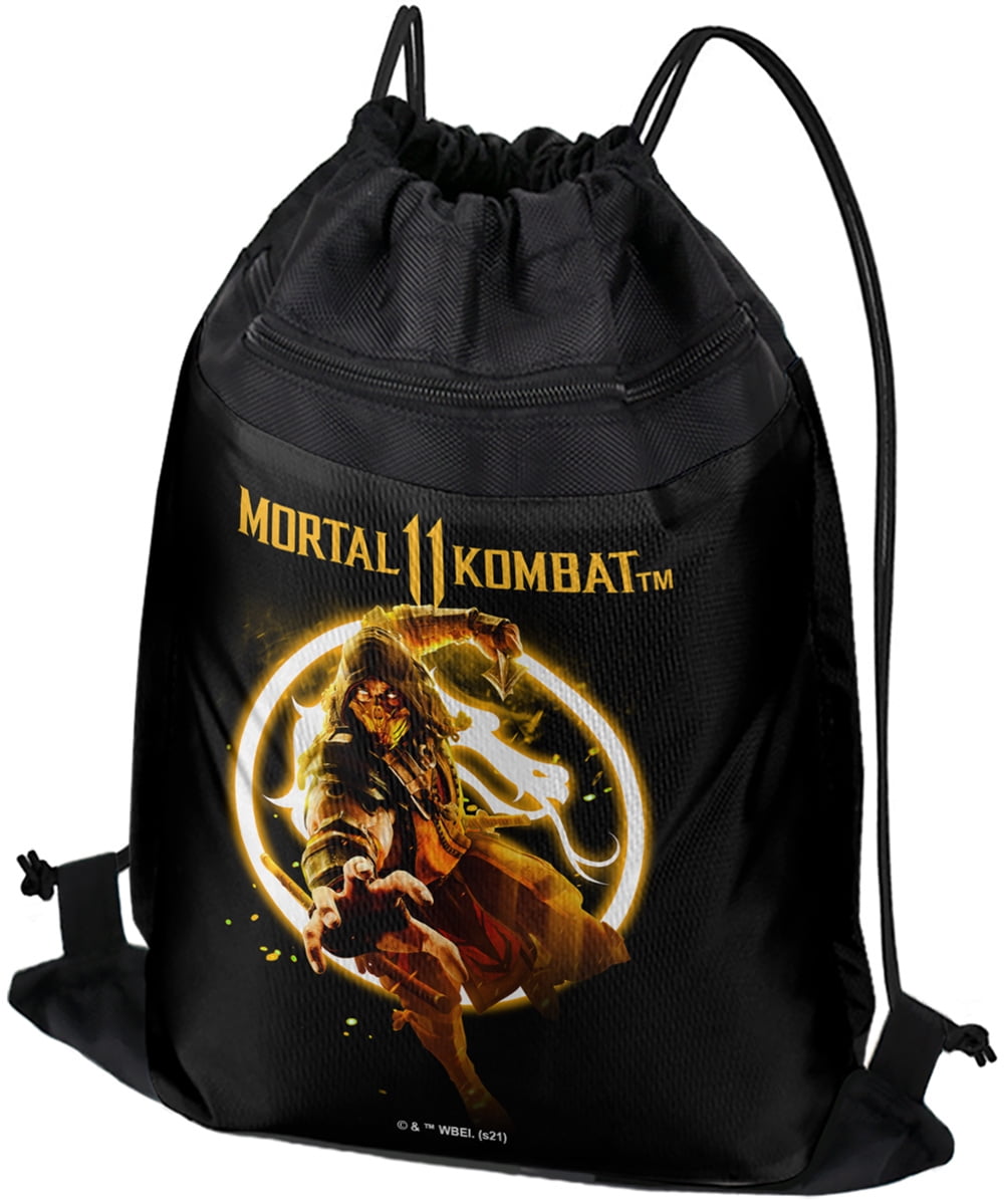 Mortal Kombat, MK11 Scorpion Glowing Logo Drawstring Backpack Sports