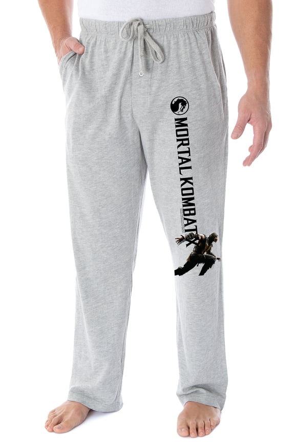 Mortal Kombat Men's Scorpion And Dragon Logo Loungewear Pajama Pants