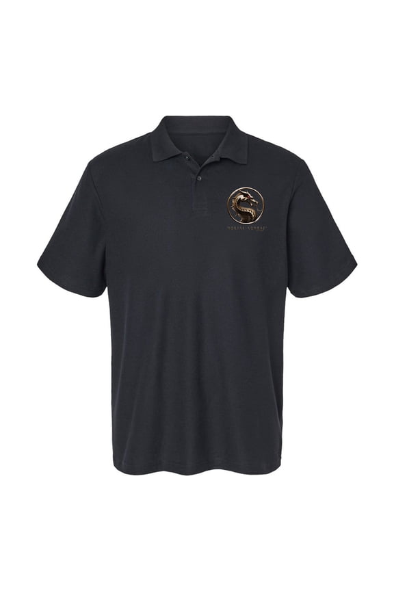 Mortal Kombat Movie (2021) Logo Cotton Polo Shirt, Black, 2X-Large