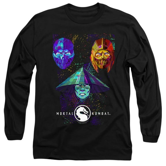 Mortal Kombat Movie Faces of Kombat Unisex Adult Long-Sleeve T Shirt, Faces of Kombat, 2X-Large