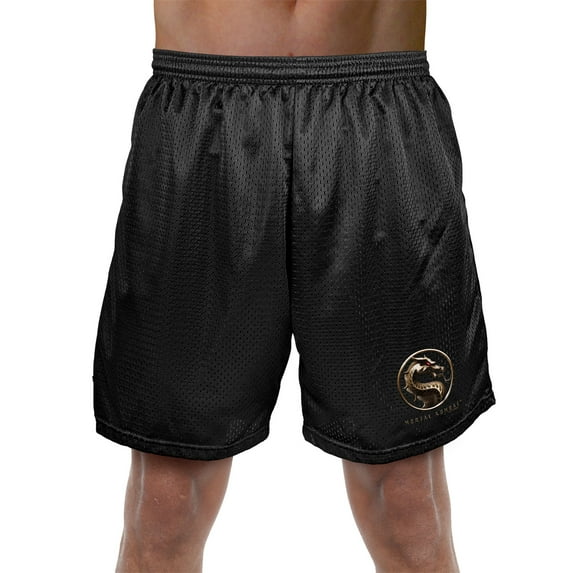 Mortal Kombat Movie Logo Mens Lined Mesh Shorts, Black, X-Large