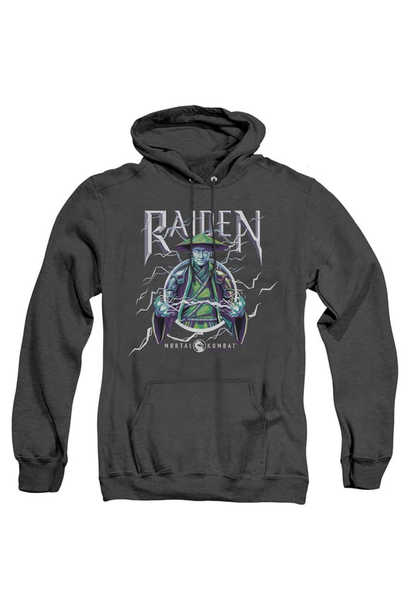 Mortal Kombat Movie Raiden Unisex Adult Pull-Over Heather Hoodie, Raiden, Small