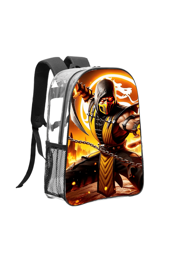 Mortal Kombat Pattern Transparent Backpack Lightweight And fashionable Showcasing Personality And Leading The Trend