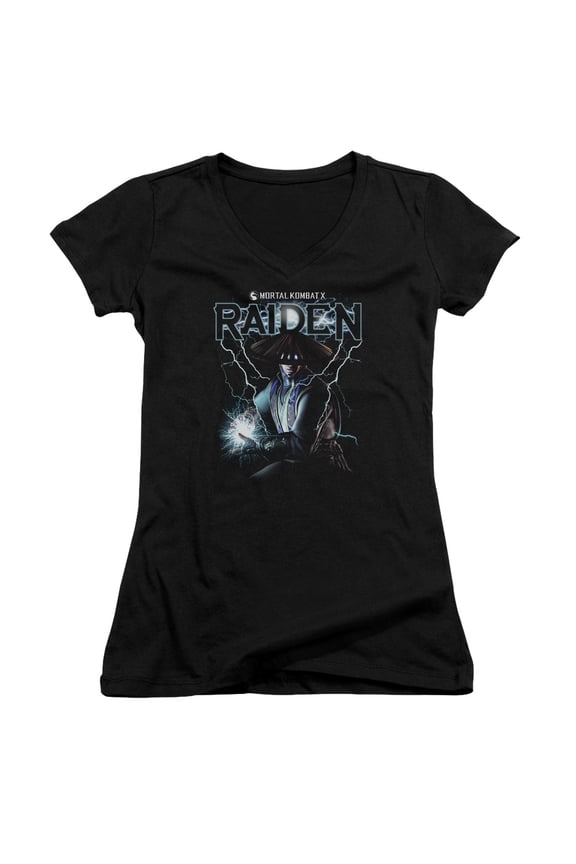 Mortal Kombat Raiden-Junior Women's T-Shirt V-Neck T-Shirt Black