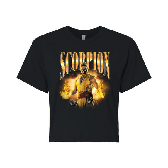 Mortal Kombat - Scorpion Bootleg - Juniors Cropped Graphic T-Shirt