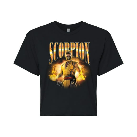 Mortal Kombat - Scorpion Bootleg - Juniors Cropped Graphic T-Shirt