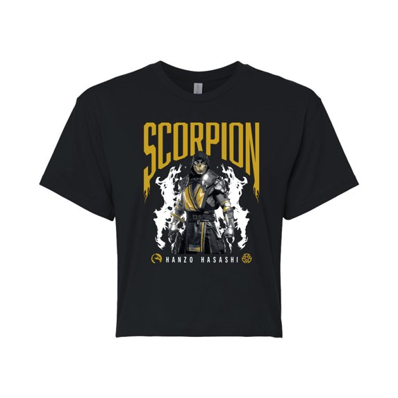Mortal Kombat - Scorpion Hanzo Hasashi - Juniors Cropped Graphic T-Shirt