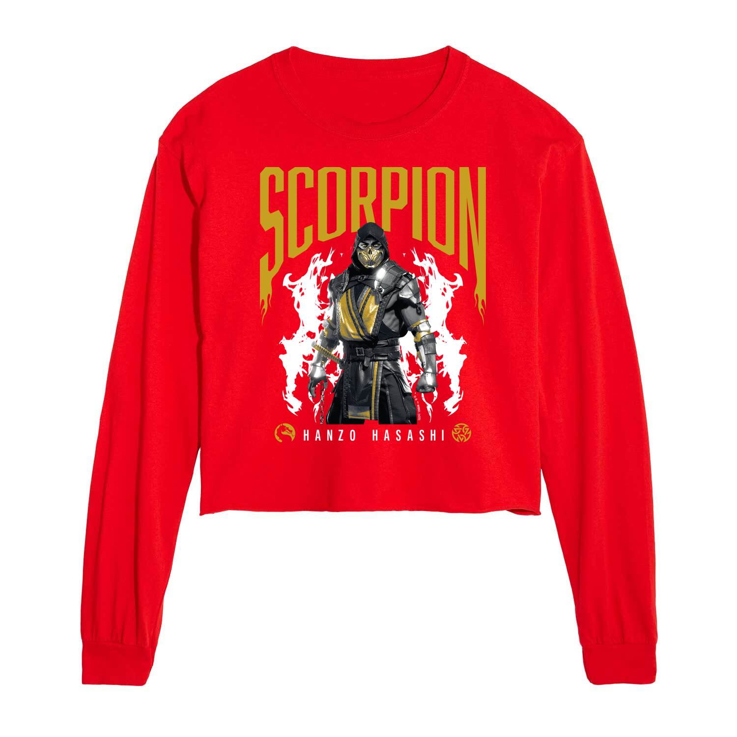 Mortal Kombat - Scorpion Hanzo Hasashi - Juniors Cropped Long Sleeve T 