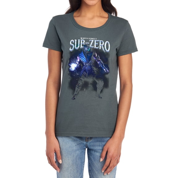 Mortal Kombat Sub-Zero Women's T Shirt, Charcoal, X-Large
