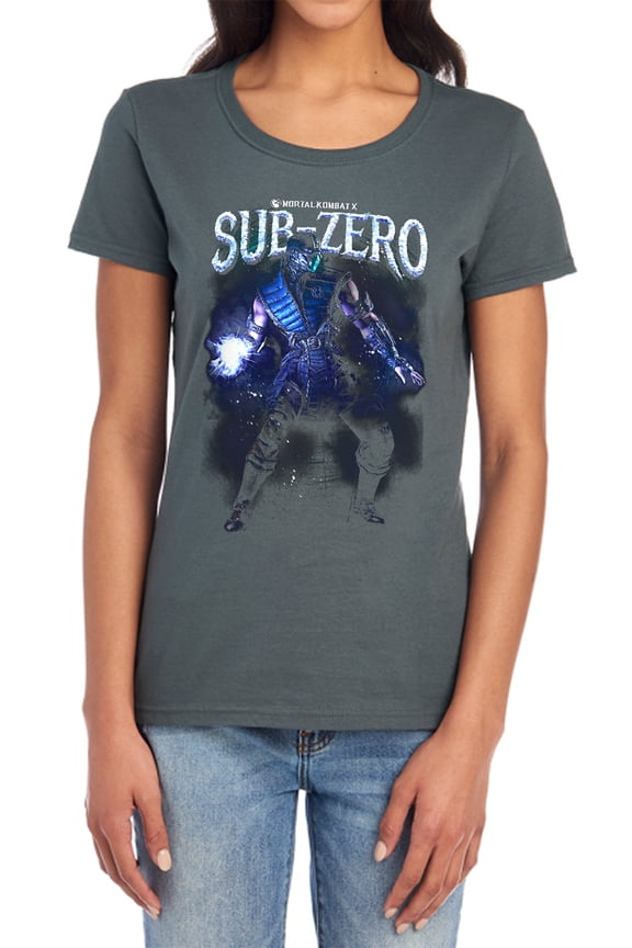 Mortal Kombat Sub-Zero Women's T Shirt, Charcoal, X-Large