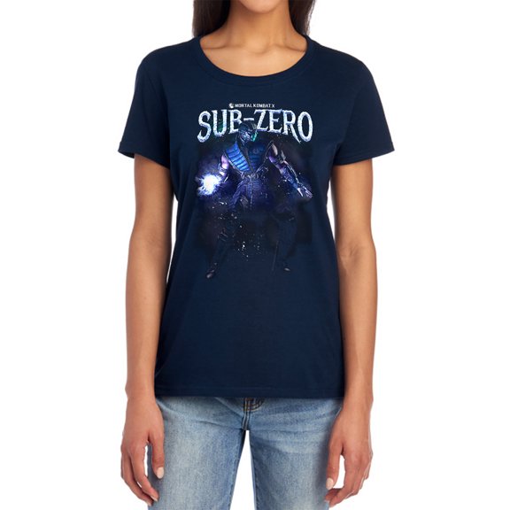 Mortal Kombat Sub-Zero Women's T Shirt, Navy, Small