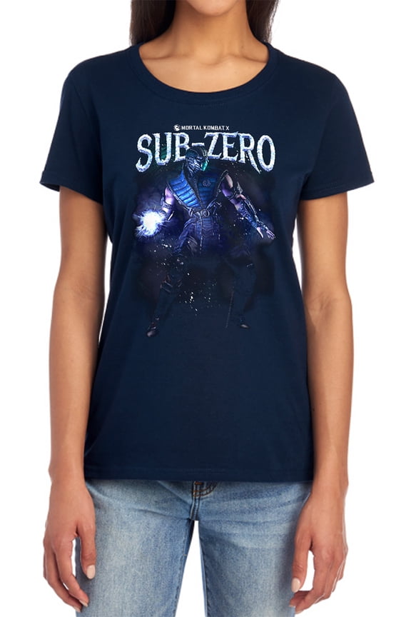 Mortal Kombat Sub-Zero Women's T Shirt, Navy, Small