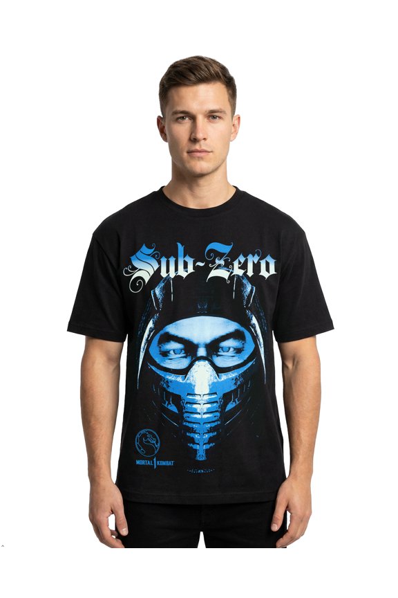 Mortal Kombat T-Shirt Men's Sub-Zero Front and Back Print Short Sleeve Top