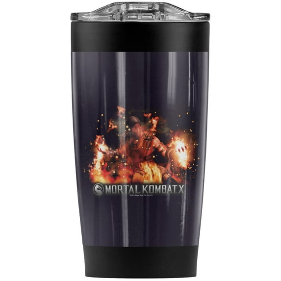 Mortal Kombat X/Scorpio Flames Stainless Steel Tumbler 20 oz Coffee Travel Mug/Cup, Vacuum Insulated & Double Wall with Leakproof Sliding Lid | Great for Hot Drinks and Cold Beverages