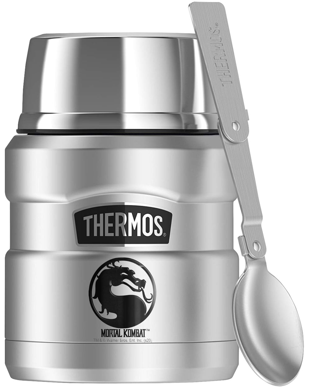 Mortal Kombat X Symbol, THERMOS STAINLESS KING Stainless Steel Food Jar with Folding Spoon, Vacuum insulated & Double Wall, 16oz