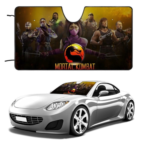Mortal Kombat-theme Windshield Sun Shade Front Protector Folding Car Sun Visor Blocks Uv Rays Keeps Your Vehicle Cool52in*28in(130cm*70cm)