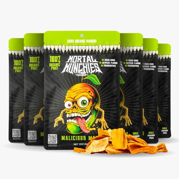 Mortal Munchies - Dried Fruit (6 Pack, 3 Oz) Real Fruit Snack, Sweet and Chewy, Rich in Potassium, Fat-Free On-the-Go Snacks, Healthy Snack for Adults, Non-GMO, No Added Sugar (Mango)