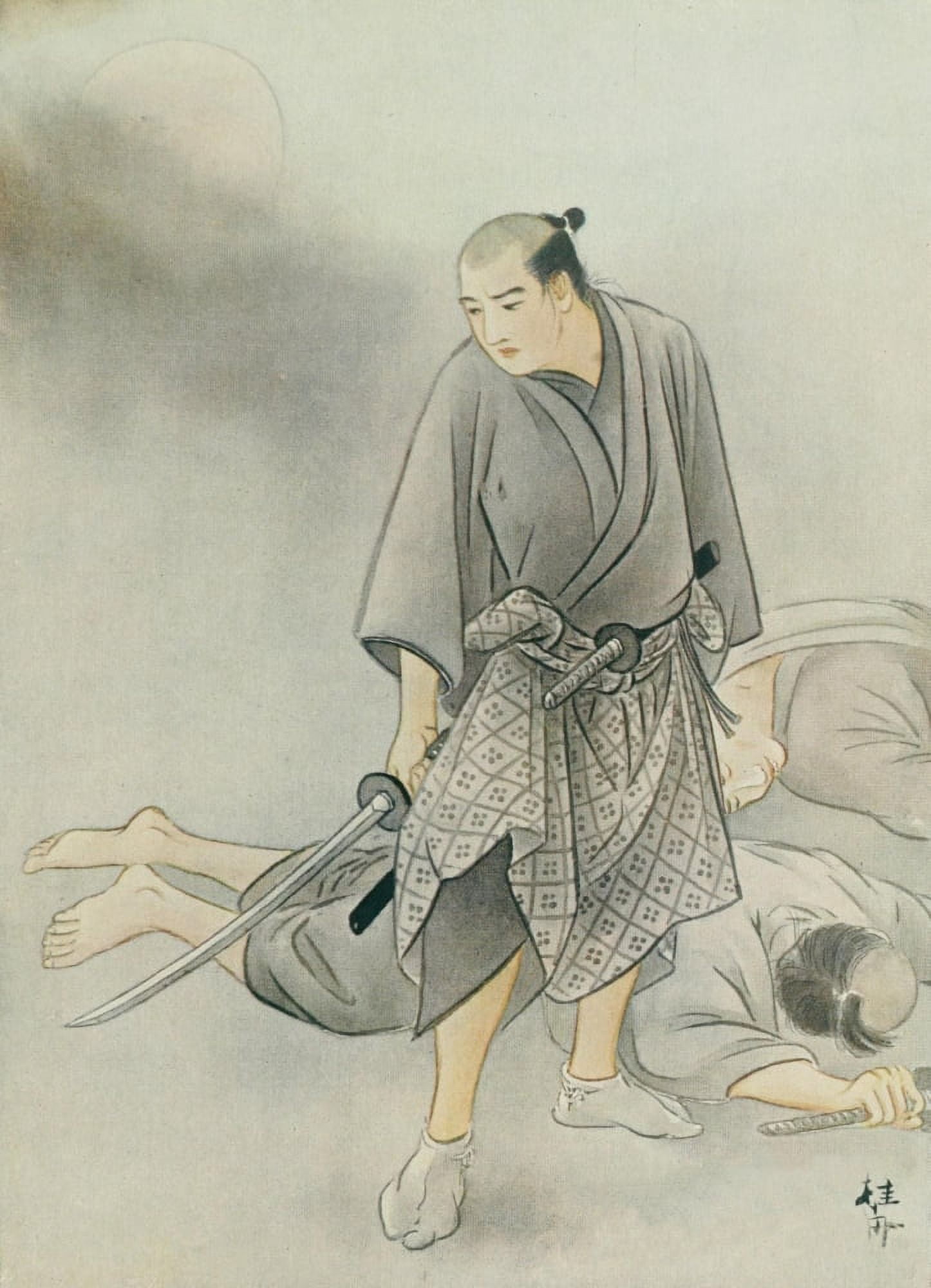 Mortally wounded Romances of Old Japan 1920 Canvas Art - Yukio Ozaki (24 x 36)